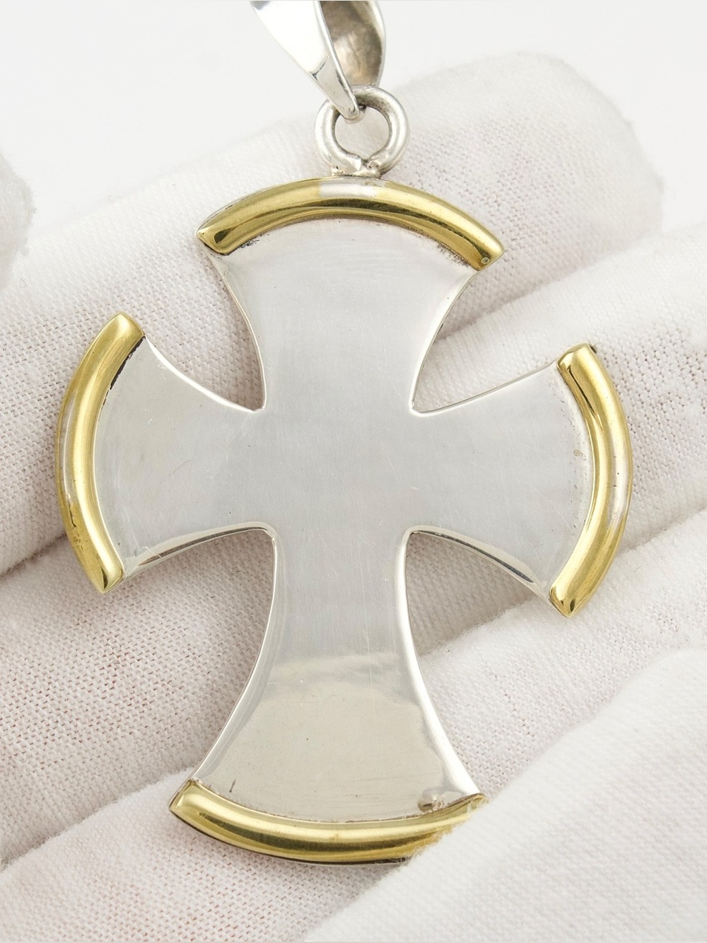 Vintage Taxco Sterling Silver and Brass Cross Necklace Pendant